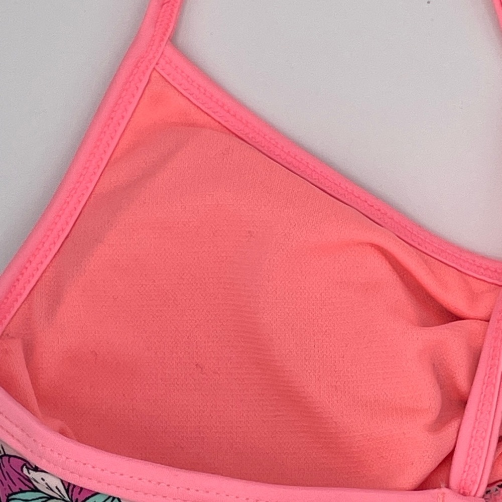 bikini top, black with flowers, pink trim, size medium‎ - Picture 6 of 6